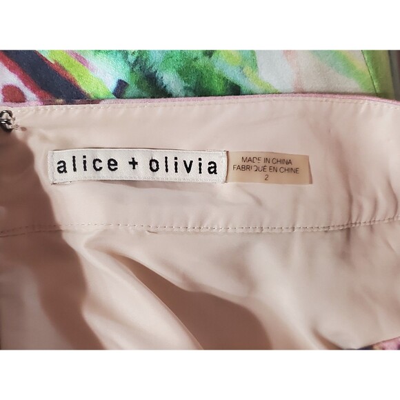 Alice + Olivia Meritt Lola Lady Print Pleated Midi Flare Skirt Cotton Size 2 - Picture 6 of 7